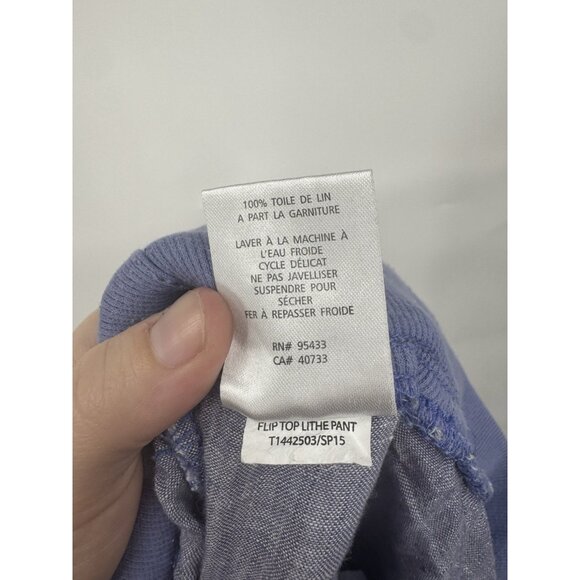 Road & Co Flip Top Lithe Linen Pant Women 14 Blue Minimalist Beach Coastal - Picture 6 of 10